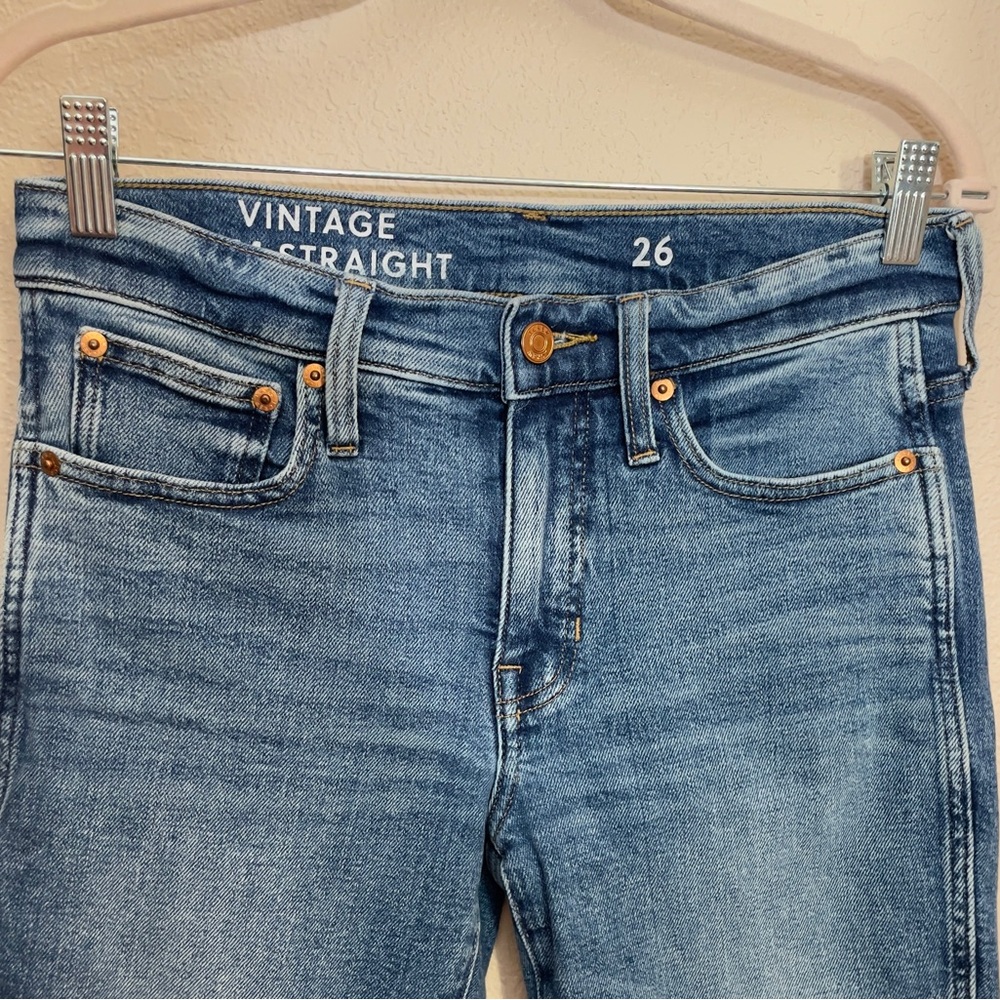 J.Crew 9” Vintage Straight Ankle Length Raw Hem Jeans Size 26